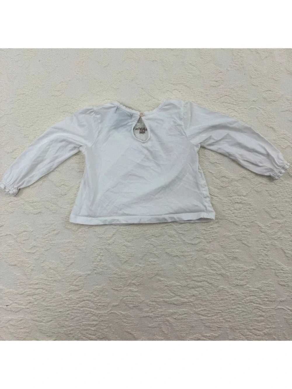 Ralph Lauren 24M White Floral Embroidered Long Sleeve Top Cottagecore